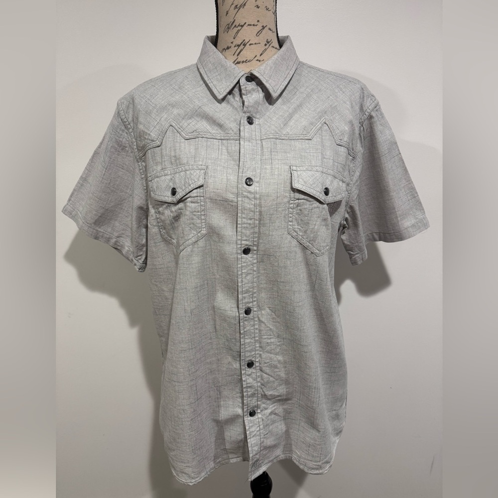 Moonshine Spirit Shirt Men’s Medium Gray Pearl Snap Button Up Casual Western